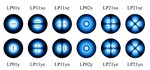 Intermodal-vectorial four-wave mixing processes involving LP01, LP11, LP02 and LP21 modes of birefringent fibers
